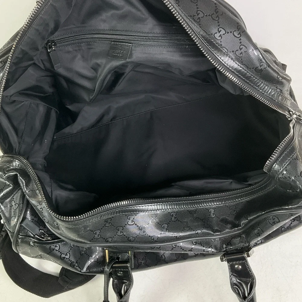 Gucci Imprime GG Logo Black Coated Canvas Large Duffle Bag